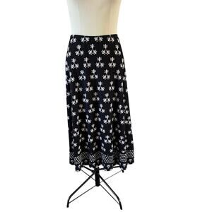 Black Dark Floral Stretch Maxi Skirt Plus Sz 3X Whimsygoth Witchy